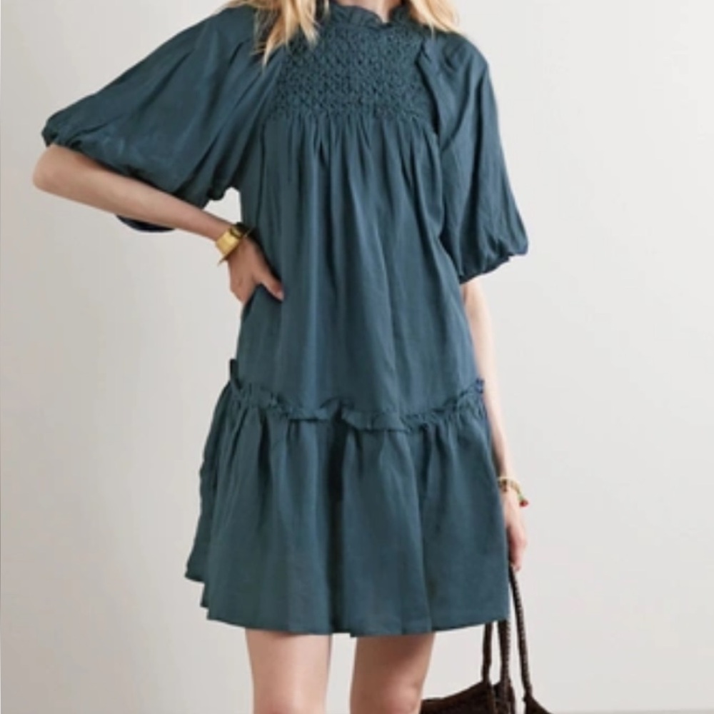 Sea NY Geneva Smocked Ruffled Mini Dress